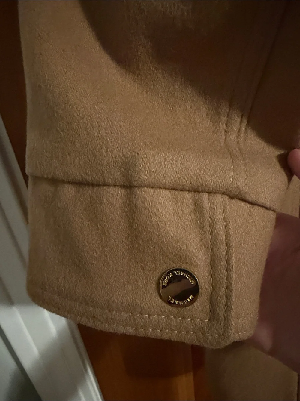Michael Kors Camel Zip-Front Wool-Blend Pea Coat